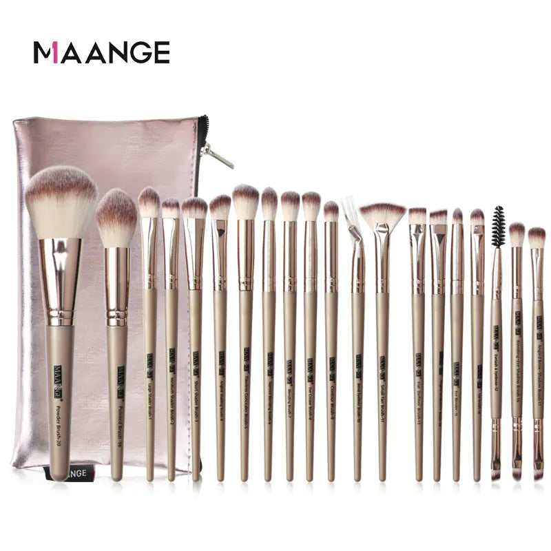 20-Piece Essential Makeup Brush Kit with Bag