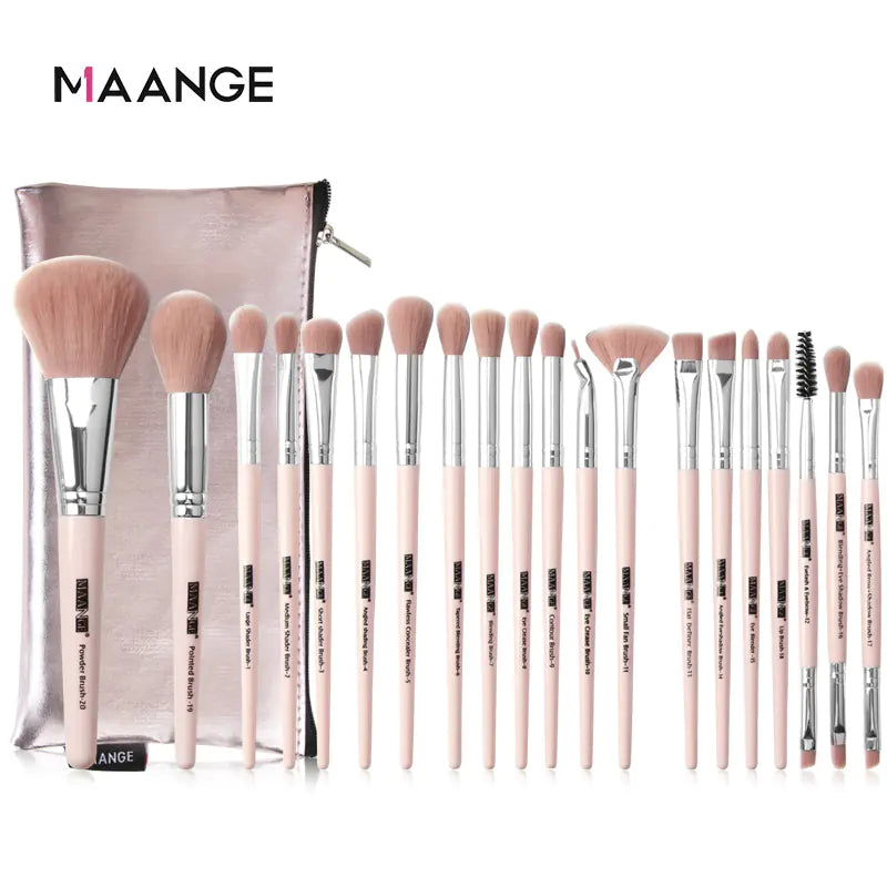 20-Piece Essential Makeup Brush Kit with Bag